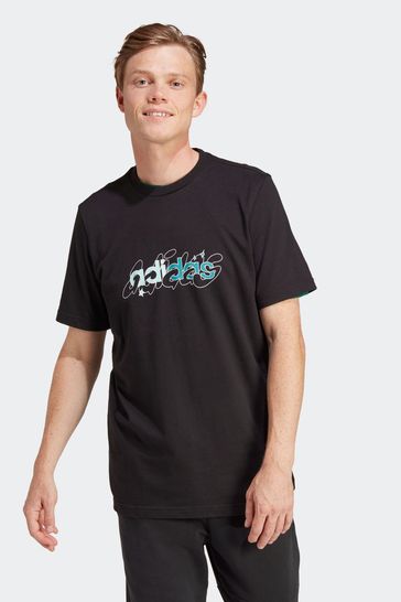 adidas Black Sportswear Illustrated Linear Graphic T-Shirt