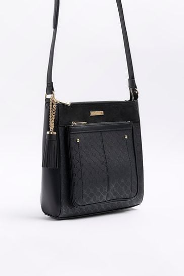 River island black messenger bag discount