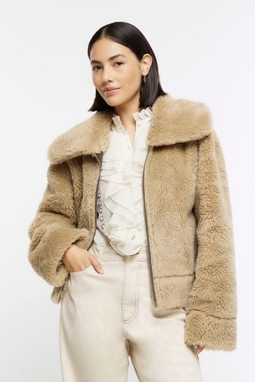 Buy River Island Reversible Shearling Aviator Jacket Next