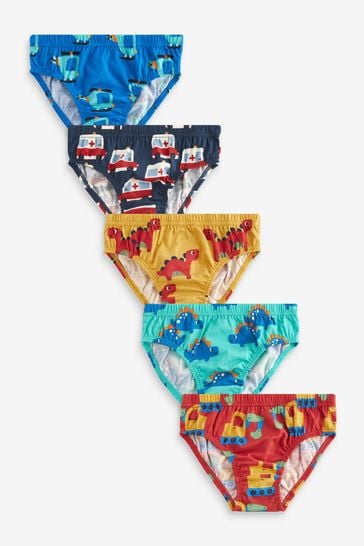 Bright Primary Print Briefs 5 Pack (1.5-10yrs)