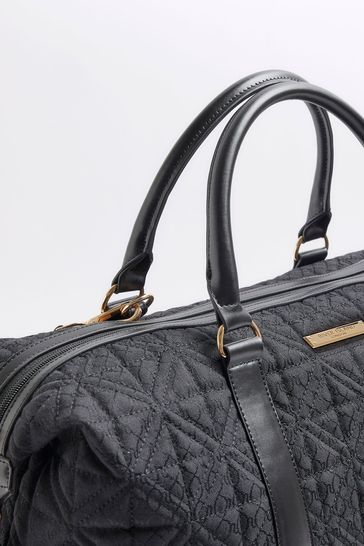 River Island Black Monogram Jacquard Holdall Bag