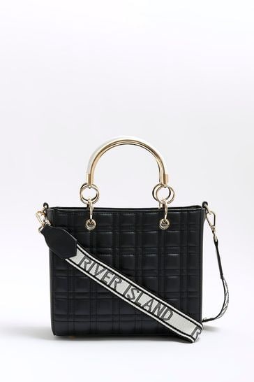 River island black quilted new arrivals bag