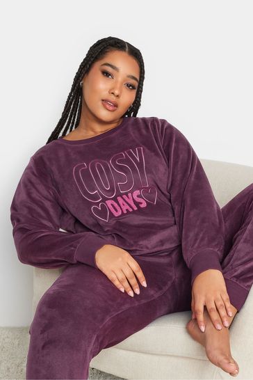 Yours Curve Red Cosy Days Fleece Lounge Set