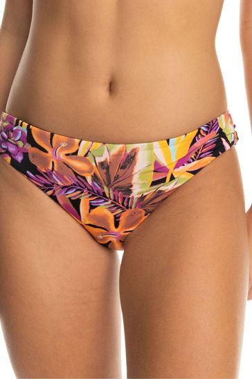 Roxy Floral Printed Black Bikini Bottoms