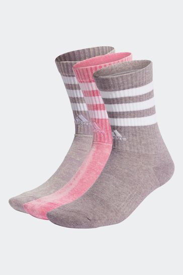 adidas Pink 3-Stripes Stonewash Crew Socks 3 Pack