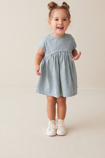 Blue Stripe Boxy Cotton Dress (3mths-7yrs)