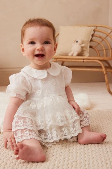 White christening romper top