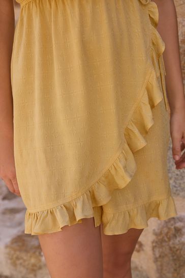 Yellow wrap dress zara cheap