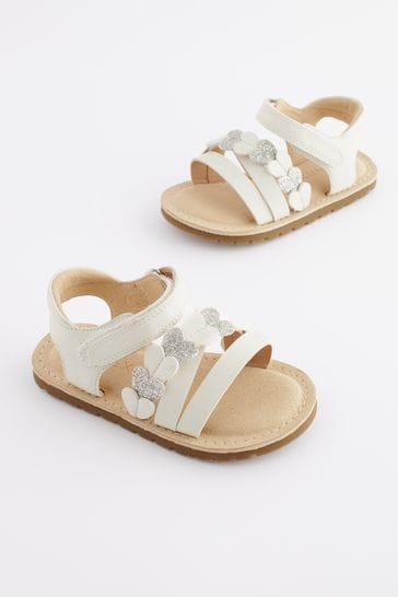 White Standard Fit (F) Heart Sandals