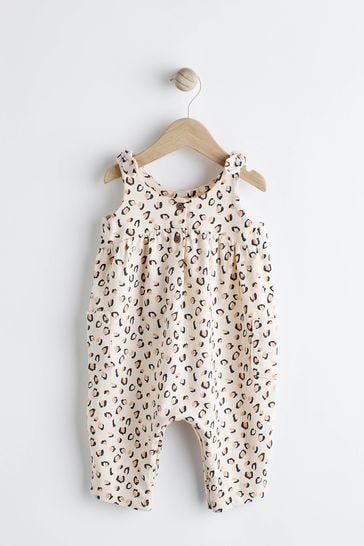Tan Brown/ Cream Leopard Print Baby Romper (0mths-3yrs)