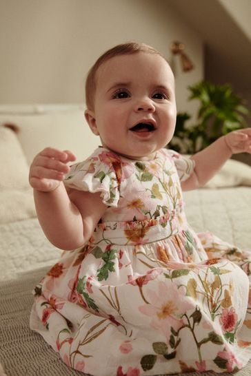 Pink White Floral Baby Prom Dress 0mths 2yrs