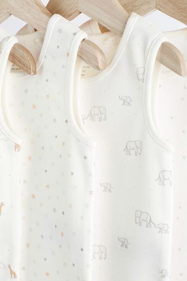 Buy Delicate White Animal 4 Pack 4 Pack Baby Vest Bodysuits from