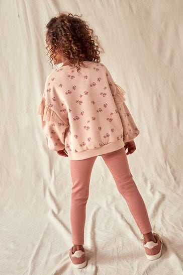 Pink top floral sweatshirt