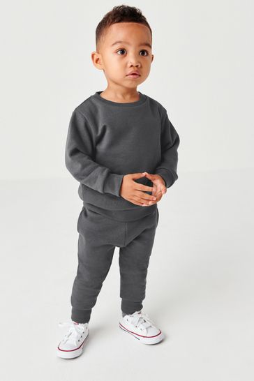 Charcoal Grey Plain Jersey Sweatshirt and Joggers Set (3mths-7yrs)