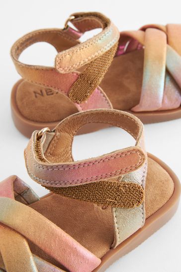 Pink Rainbow - Leather Woven Sandals