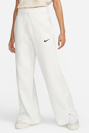 Nike White Phoenix Fleece Alto Waisted Wide Leg Sweatpants
