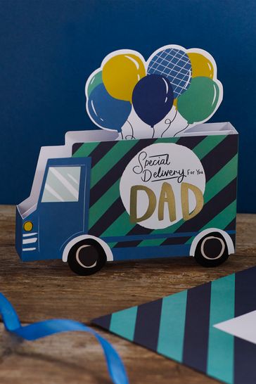 Blue Pop Up Truck Dad Birthday Card