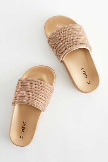 Buy Rose Gold Glitter Sliders from Next Luxembourg