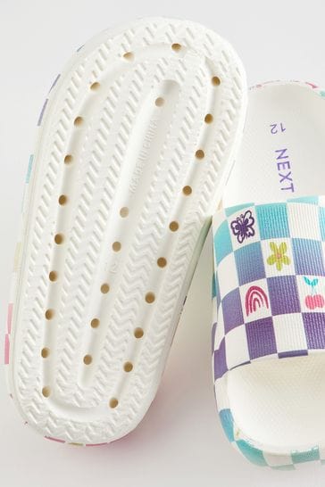 Rainbow checkerboard best sale vans slides