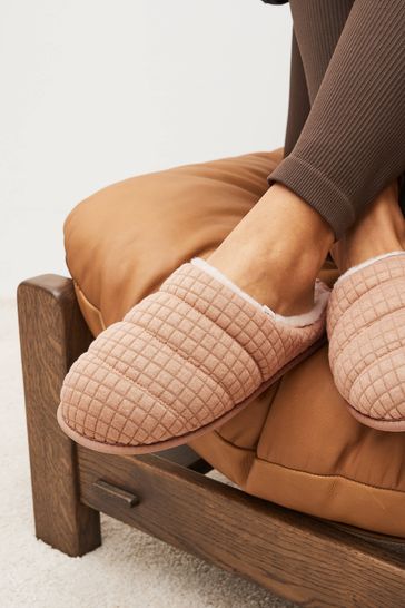 Pink Quilted Mule Slippers