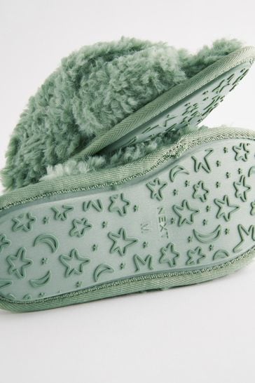 Fur crossover slippers hotsell