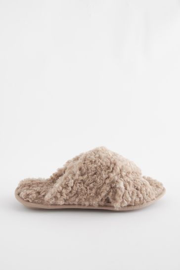 Furry slider slippers deals