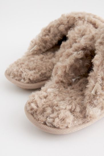 Buy Mink Brown Recycled Faux Fur Crossover Slider Slippers from