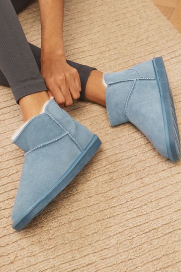 Blue Suede Boot Slippers