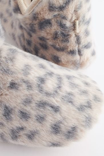 Buy Neutral Faux Fur Animal Print Slipper Boots from Next Australia