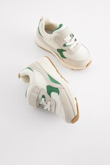 White/Green Elastic Lace Trainers