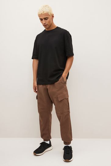 Rust Brown Regular Tapered Stretch Utility Cargo Trousers