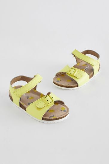 Yellow Standard Fit (F) Leather Corkbed Sandals