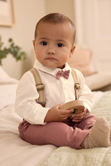 Buy White Rust Baby 100 Cotton Shirt Trousers and Braces Set 4 Piece 0mths 2yrs from Next Netherlands