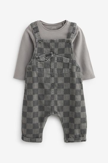 Buy Monochrome Check Baby Denim Dungarees And Bodysuit Set (0mths-2yrs)  from Next Canada