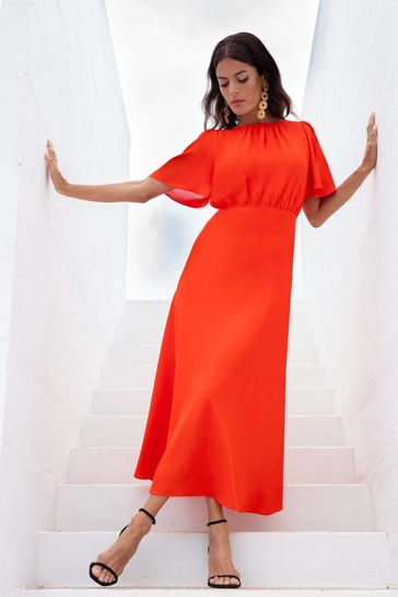 Buy Ro Zo Honor Red Bias Cut Midi Dress from Next Luxembourg
