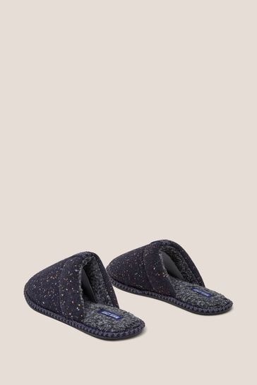 White Stuff Blue Neppy Slip on Mule Slippers