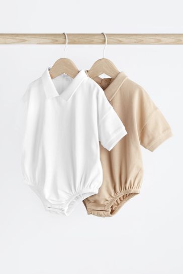White/Neutral Baby Collar Bodysuits 2 Pack