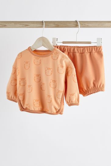 Orange Tiger Baby T-Shirt and Shorts 2 Piece Set