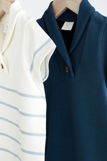 Blue sweater top with white collar