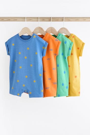 Multi Bright Jersey Baby Rompers 4 Pack