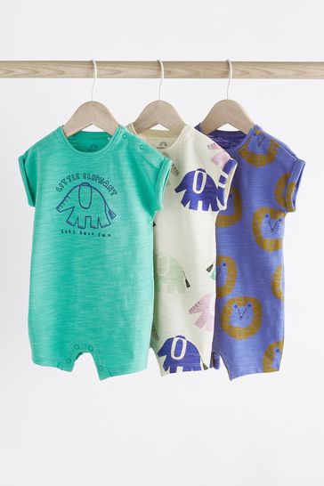 Purple/Green Character Baby Jersey Rompers 3 Pack