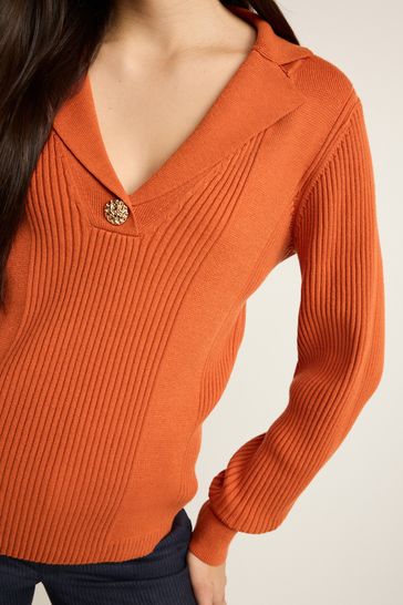 Orange v 2025 neck jumper