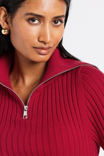 Red ribbed top jumper