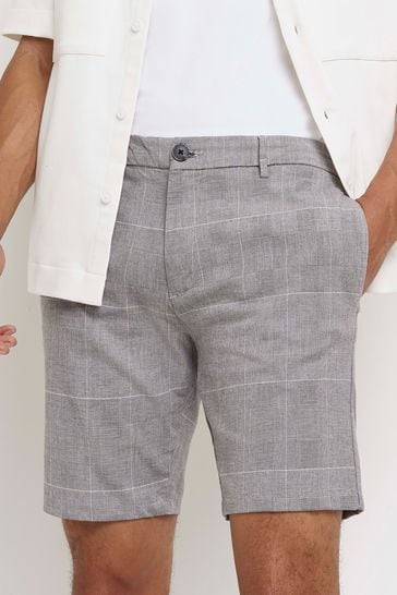 Buy River Island Grey Slim Fit Check Chino Shorts from Next Luxembourg