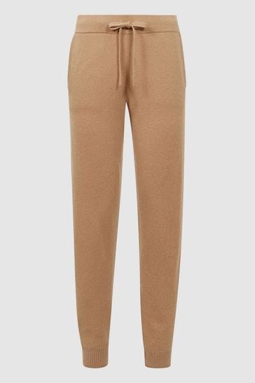 Buy Reiss Camel Elsa Wool Blend Drawstring Joggers from the Next
