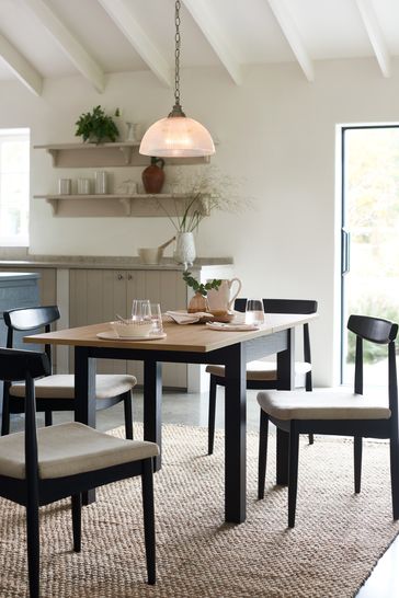 Black and oak extending dining discount table