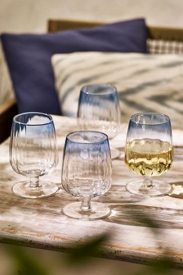 Set of 4 Blue Salcombe Wine Glasses