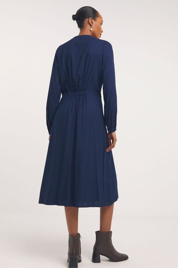 JD Williams Blue Midi Shirt Dress With Quarter Front Zip