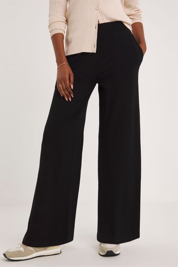 JD Williams Black Jersey Wide Leg Trousers  2-Pack
