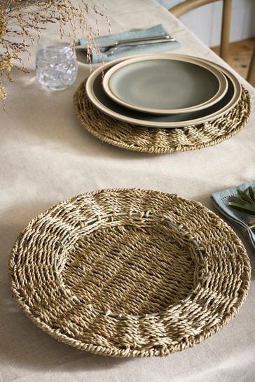 Set of 2 Natural Woven Seagrass Charger Placemats